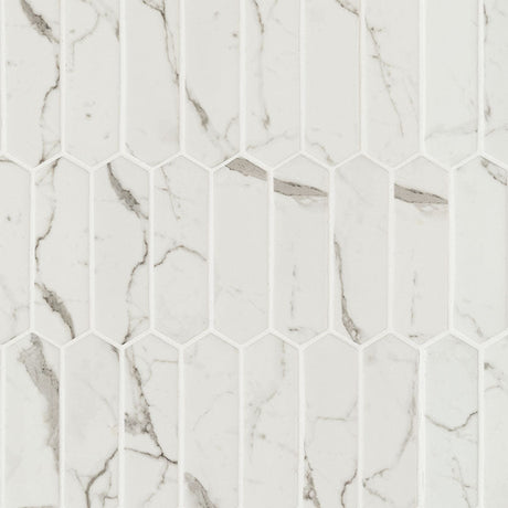 10" X 15" Statuario Celano White Picket Glass Subway Mosaic Wall Tile (14.55SQ FT/CTN) - BUILDMYPLACE