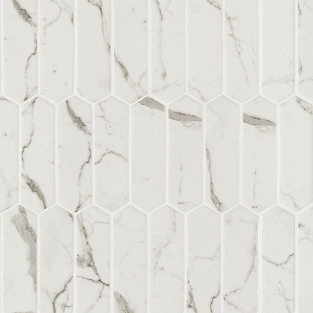 10" X 15" Statuario Celano White Picket Glass Subway Mosaic Wall Tile (14.55SQ FT/CTN) - BUILDMYPLACE