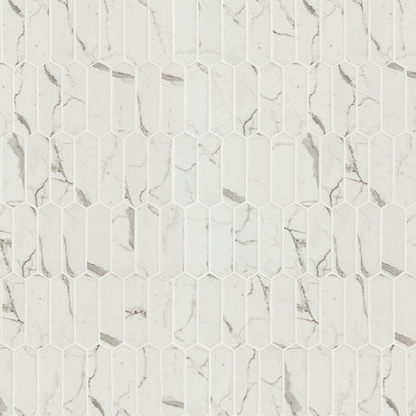 10" X 15" Statuario Celano White Picket Glass Subway Mosaic Wall Tile (14.55SQ FT/CTN) - BUILDMYPLACE