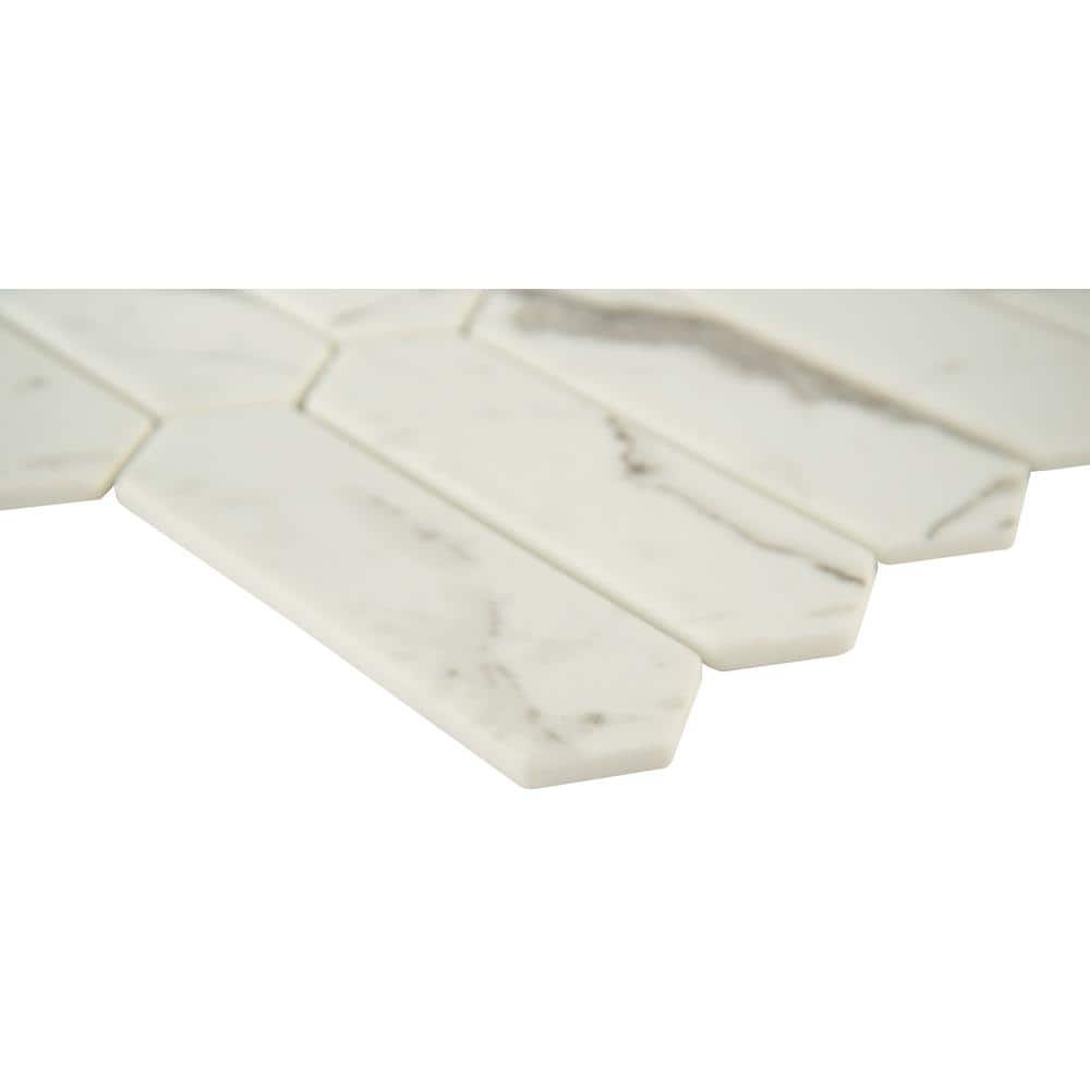 10" X 15" Statuario Celano White Picket Glass Subway Mosaic Wall Tile (14.55SQ FT/CTN) - BUILDMYPLACE