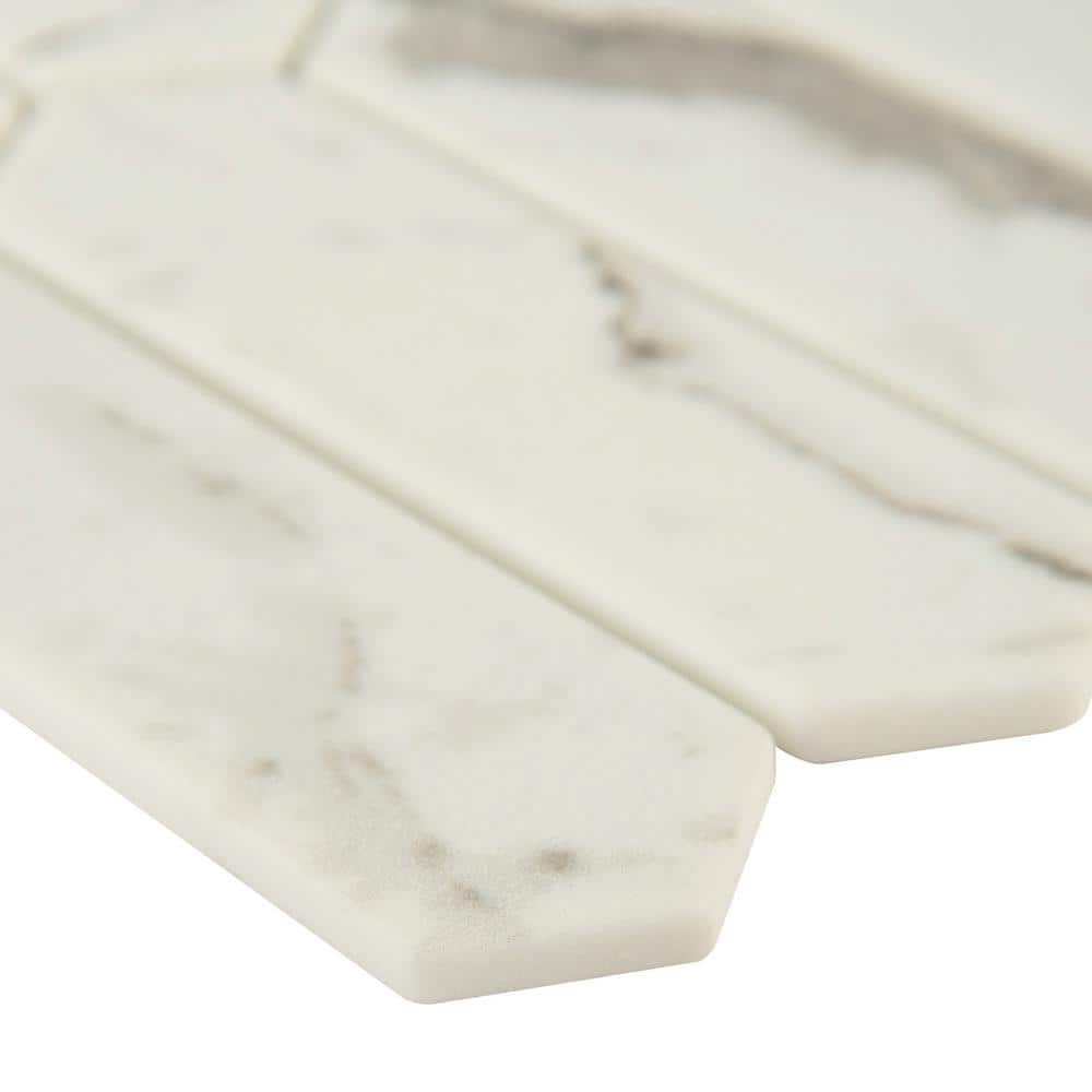 10" X 15" Statuario Celano White Picket Glass Subway Mosaic Wall Tile (14.55SQ FT/CTN) - BUILDMYPLACE