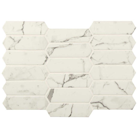 10" X 15" Statuario Celano White Picket Glass Subway Mosaic Wall Tile (14.55SQ FT/CTN) - BUILDMYPLACE