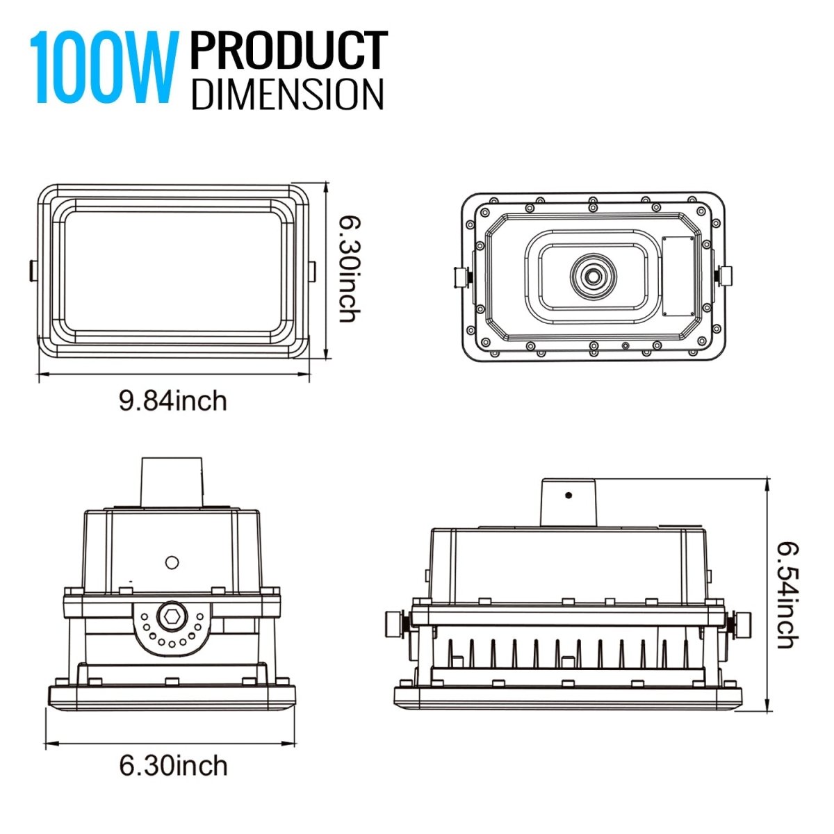 100 Watt LED Explosion Proof Flood Light, A Series, Dimmable, 5000K, 13500LM, AC100 - 277V, IP66, Hazardous Location Lighting Fixtures - BUILDMYPLACE