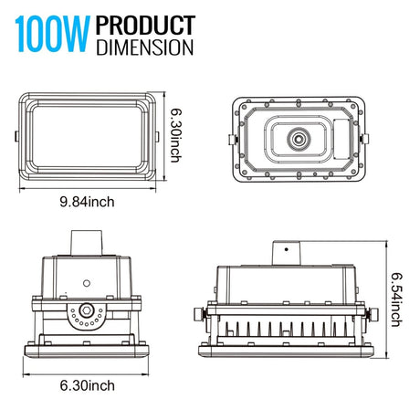 100 Watt LED Explosion Proof Flood Light, A Series, Dimmable, 5000K, 13500LM, AC100 - 277V, IP66, Hazardous Location Lighting Fixtures - BUILDMYPLACE