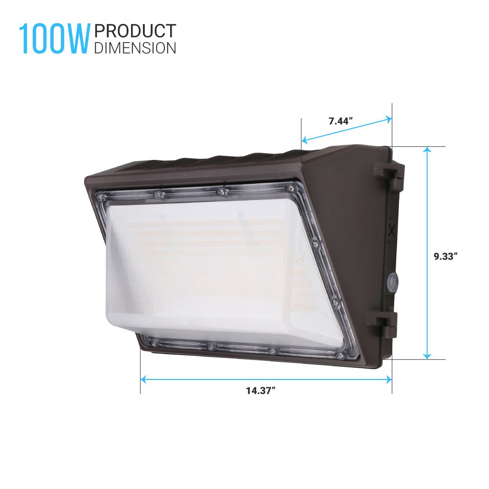 100W LED Wall Pack with Dusk to Dawn Photocell, 5700K, 14900LM, AC120 - 277V, Waterproof, UL & DLC Listed - BUILDMYPLACE