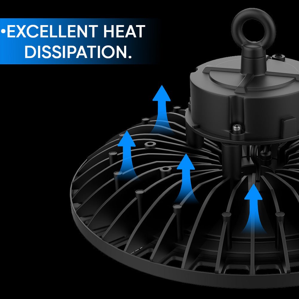 100W UFO High Bay LED Shop Lights 4000K - Dimmable (1 - 10V), AC120 - 277V, UL DLC Listed - Ideal for Commercial Warehouses, Garages, Workshops, and Factories - BUILDMYPLACE