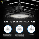 100W UFO High Bay LED Shop Lights 4000K - Dimmable (1 - 10V), AC120 - 277V, UL DLC Listed - Ideal for Commercial Warehouses, Garages, Workshops, and Factories - BUILDMYPLACE