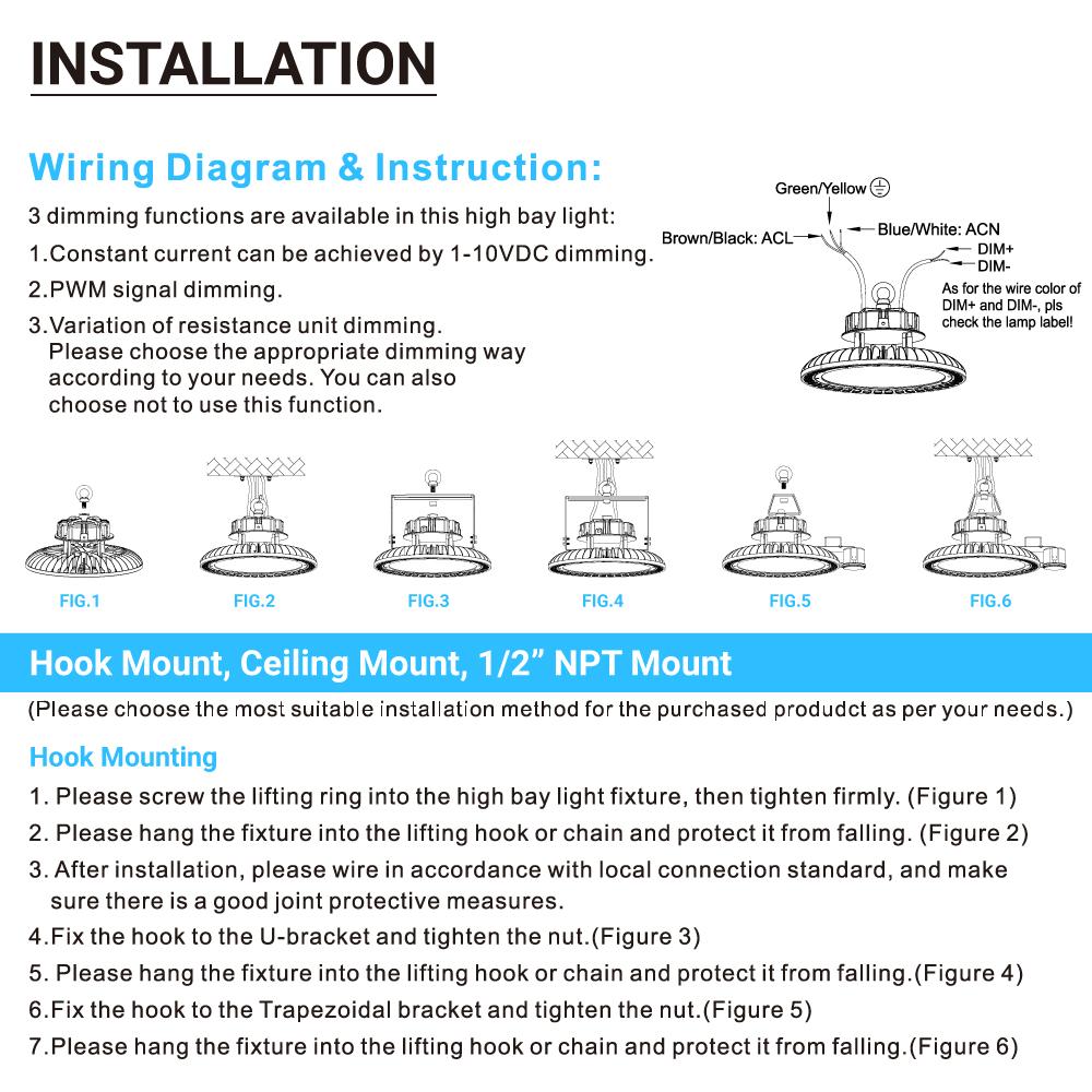 100W UFO High Bay LED Shop Lights 4000K - Dimmable (1 - 10V), AC120 - 277V, UL DLC Listed - Ideal for Commercial Warehouses, Garages, Workshops, and Factories - BUILDMYPLACE