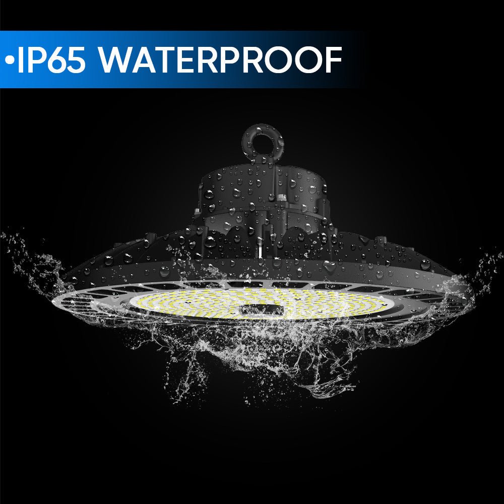 100W UFO High Bay LED Shop Lights 4000K - Dimmable (1 - 10V), AC120 - 277V, UL DLC Listed - Ideal for Commercial Warehouses, Garages, Workshops, and Factories - BUILDMYPLACE