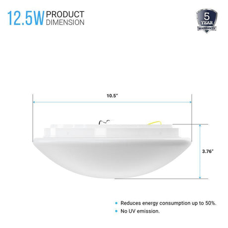 10.5" LED Flush Mount Ceiling Lights - Round Mushroom Design - 1050 Lm - Dimmable Flush Mount - BUILDMYPLACE