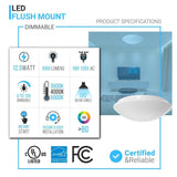 10.5" LED Flush Mount Ceiling Lights - Round Mushroom Design - 1050 Lm - Dimmable Flush Mount - BUILDMYPLACE