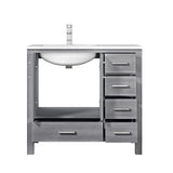 Jacques Distressed Grey Freestanding Bathroom Vanity with White Carrara Marble Top, White Square Sink