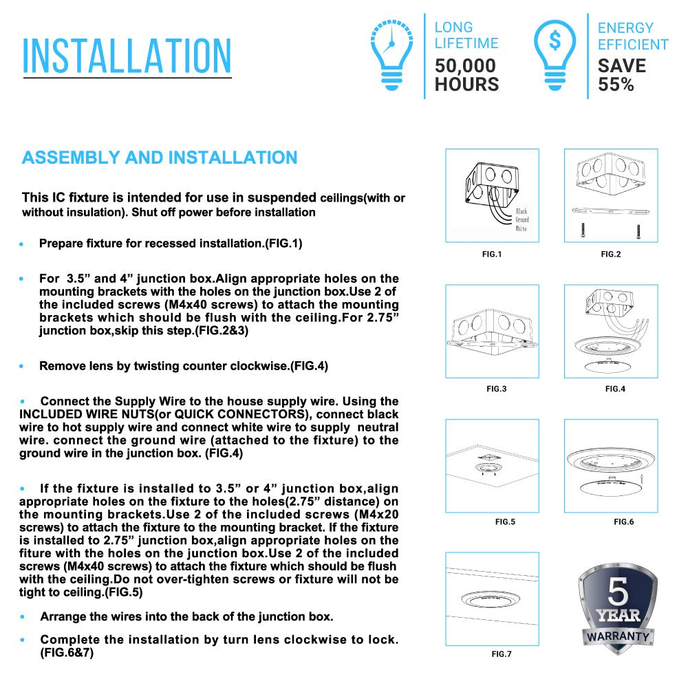 10W 4 Inch LED Recessed Lighting: Dimmable, ETL Listed, with Baffle Trim - Ideal for Closets, Kitchens, Hallways, and Basements - BUILDMYPLACE