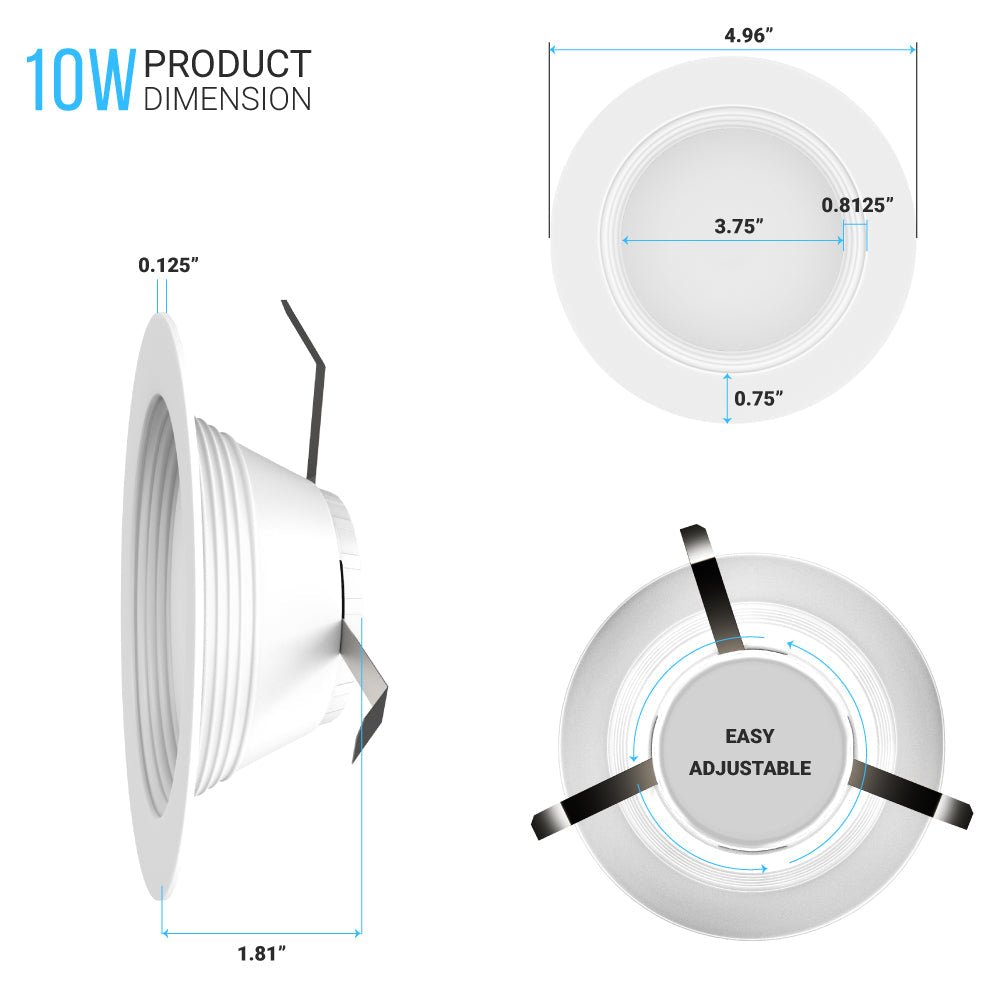 10W 4 Inch LED Recessed Lighting: Dimmable, ETL Listed, with Baffle Trim - Ideal for Closets, Kitchens, Hallways, and Basements - BUILDMYPLACE