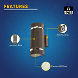 10W LED Wall Lights - Double Side Up & Down - Half Cylinder - 3000K - IP65 Rated - Modern Wall Lamp - BUILDMYPLACE