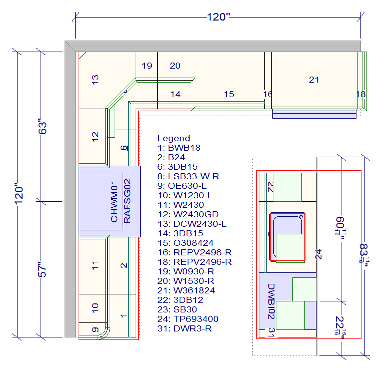 10x10 Kitchen Layout Design - Aria Grey Shaker Cabinets - BUILDMYPLACE