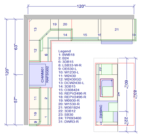 10x10 Kitchen Layout Design - Aria Grey Shaker Cabinets - BUILDMYPLACE