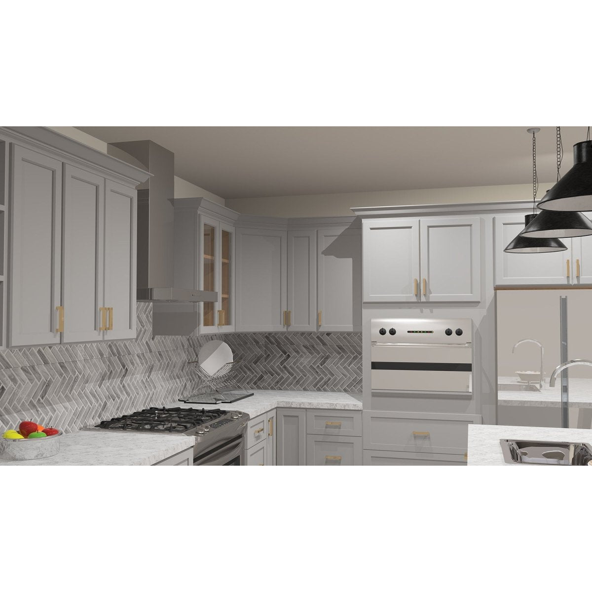 10x10 Kitchen Layout Design - Aria Grey Shaker Cabinets - BUILDMYPLACE