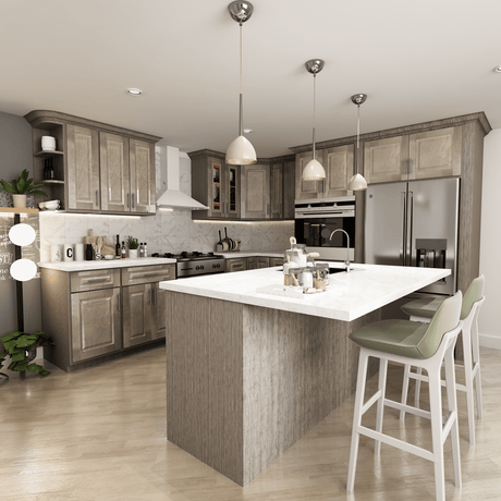 10x10 Kitchen Layout Design - Aspen Charcoal Grey Cabinets - BUILDMYPLACE