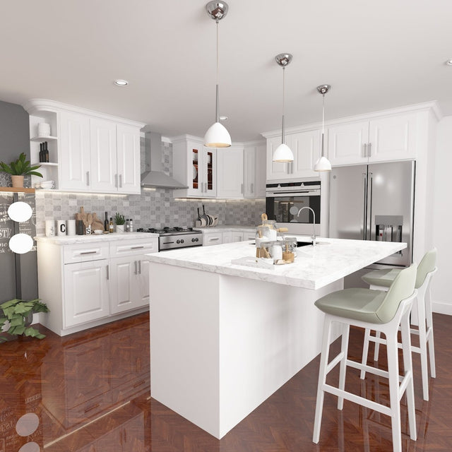 10x10 Kitchen Layout Design - Aspen White Cabinets - BUILDMYPLACE