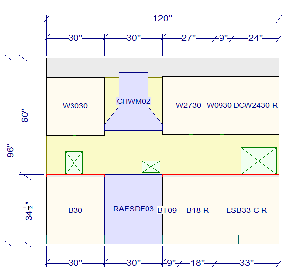 10x10 L - Shape Kitchen Layout Design - Aria Espresso Shaker Cabinets - BUILDMYPLACE