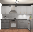 10x10 L - Shape Kitchen Layout Design - Aria Grey Shaker Cabinets - BUILDMYPLACE