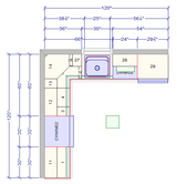 10x10 L - Shape Kitchen Layout Design - Aria Grey Shaker Cabinets - BUILDMYPLACE