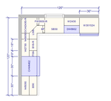 10x10 L - Shape Kitchen Layout Design - Aria White Shaker Cabinets - BUILDMYPLACE