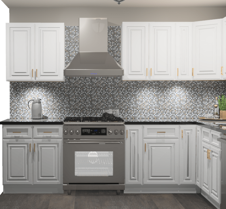 10x10 L - Shape Kitchen Layout Design - Aspen White Cabinets - BUILDMYPLACE