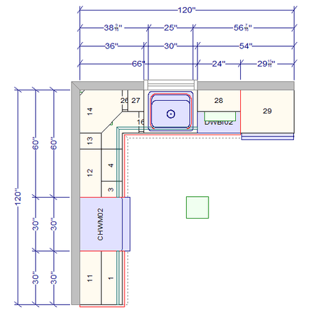 10x10 L - Shape Kitchen Layout Design - Charleston Saddle Cabinets - BUILDMYPLACE