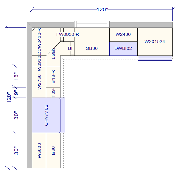 10x10 L - Shape Kitchen Layout Design - Charleston White Cabinets - BUILDMYPLACE