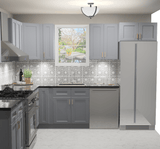 10x10 L - Shape Kitchen Layout Design - Elegant Dove Cabinets - BUILDMYPLACE