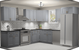 10x10 L - Shape Kitchen Layout Design - Elegant Dove Cabinets - BUILDMYPLACE