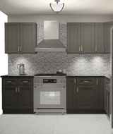 10x10 L - Shape Kitchen Layout Design - Elegant Smoky Grey Cabinets - BUILDMYPLACE