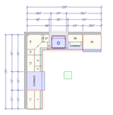 10x10 L - Shape Kitchen Layout Design - Elegant Smoky Grey Cabinets - BUILDMYPLACE