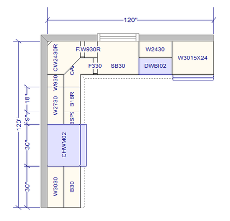 10x10 L - Shape Kitchen Layout Design - Elegant White Cabinets - BUILDMYPLACE