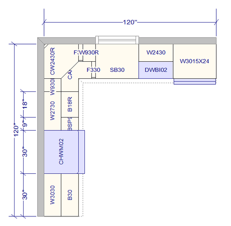 10x10 L - Shape Kitchen Layout Design - Fashion White Cabinets - BUILDMYPLACE