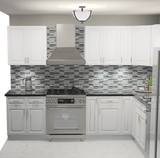 10x10 L - Shape Kitchen Layout Design - Park Avenue White Cabinets - BUILDMYPLACE