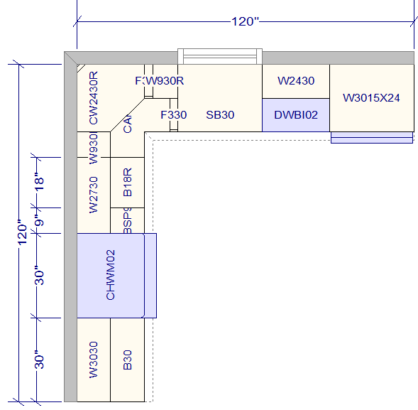 10x10 L - Shape Kitchen Layout Design - Richmond Stone Cabinets - BUILDMYPLACE