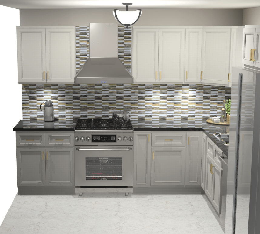 10x10 L - Shape Kitchen Layout Design - Richmond Stone Cabinets - BUILDMYPLACE