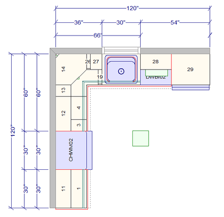 10x10 L - Shape Kitchen Layout Design - Richmond White Cabinets - BUILDMYPLACE