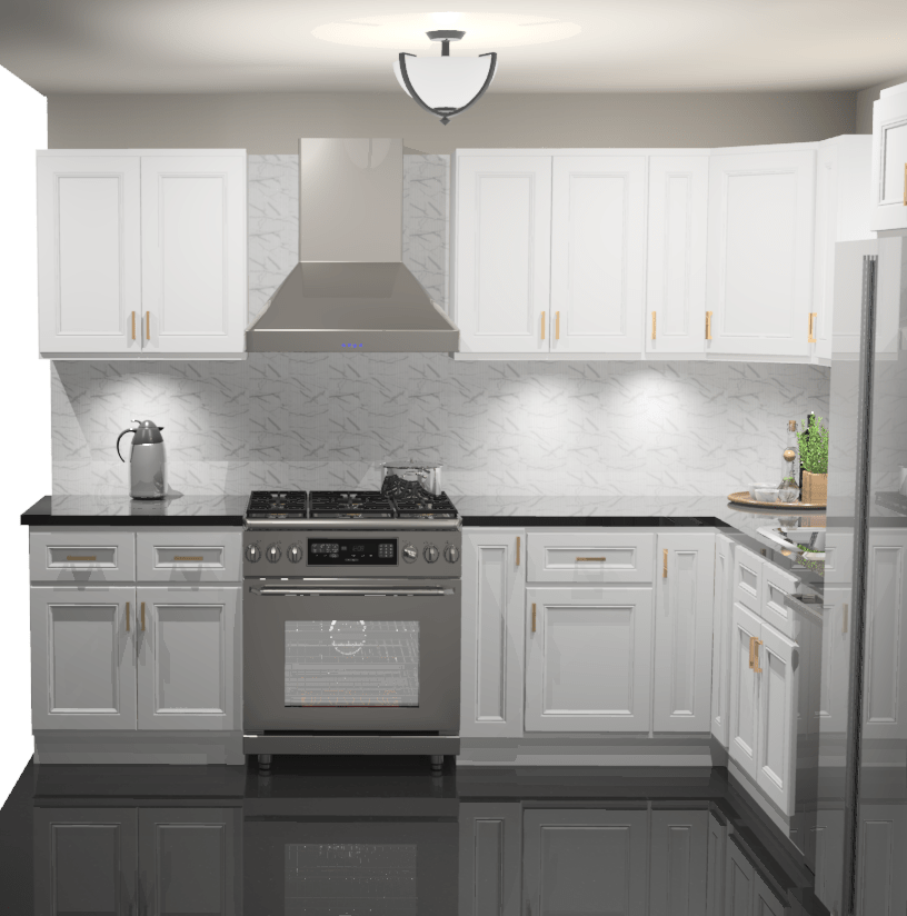 10x10 L - Shape Kitchen Layout Design - Richmond White Cabinets - BUILDMYPLACE