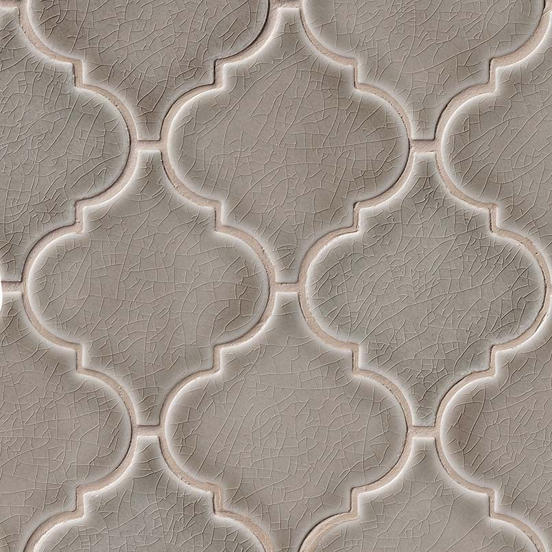 11" X 16" Dove Gray Arabesque Glossy Light Gray Ceramic Mosaic Sheet (11.7SQ FT/CTN) - BUILDMYPLACE