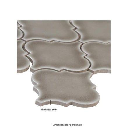 11" X 16" Dove Gray Arabesque Glossy Light Gray Ceramic Mosaic Sheet (11.7SQ FT/CTN) - BUILDMYPLACE