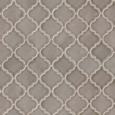 11" X 16" Dove Gray Arabesque Glossy Light Gray Ceramic Mosaic Sheet (11.7SQ FT/CTN) - BUILDMYPLACE