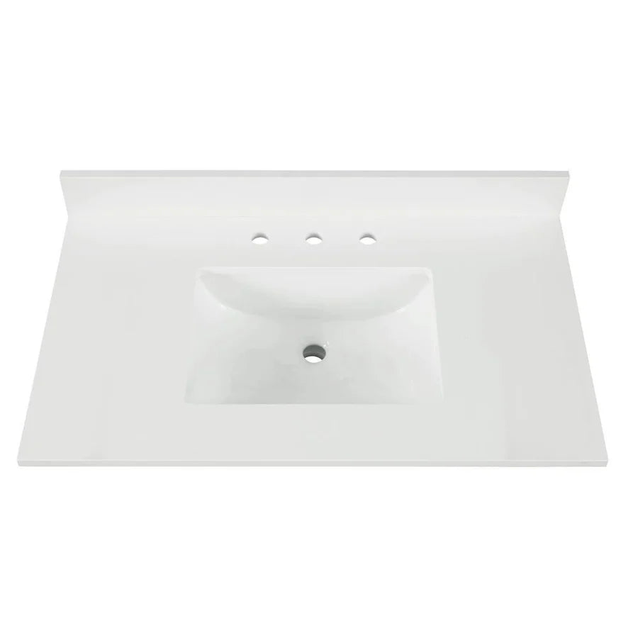 49-in Pure White Quartz Single Sink Bathroom Vanity Top ( Snow White) - 49" x 22" x 3/4"