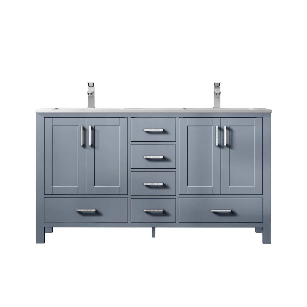 Jacques Dark Grey Freestanding Bathroom Vanity with White Carrara Marble Top, White Square Sink