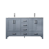 Jacques Dark Grey Freestanding Bathroom Vanity with White Carrara Marble Top, White Square Sink