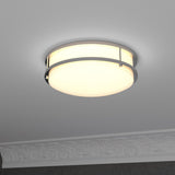 12 in. Dimmable LED Flush Mount Ceiling Lights, Double Ring, 14W, 1100LM, 3000K Warm White, Brushed Nickel Finish Steel, ETL Listed, For Hallway Kitchen Stairwell - BUILDMYPLACE