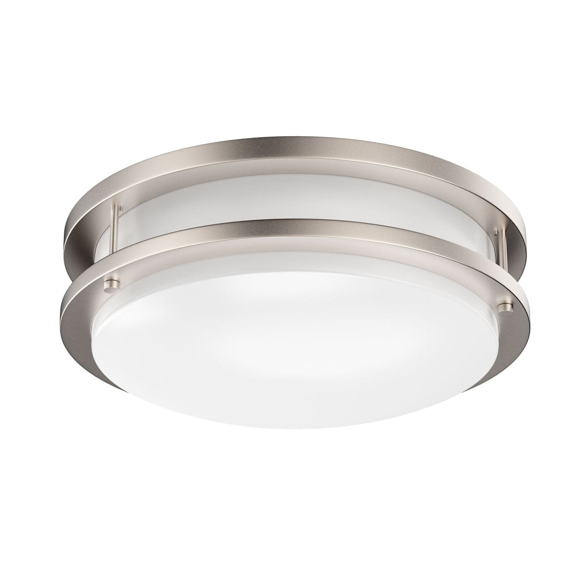 12 in. Dimmable LED Flush Mount Ceiling Lights, Double Ring, 14W, 1100LM, 3000K Warm White, Brushed Nickel Finish Steel, ETL Listed, For Hallway Kitchen Stairwell - BUILDMYPLACE